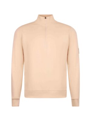 Zip-up Cotton Sweater Beige
